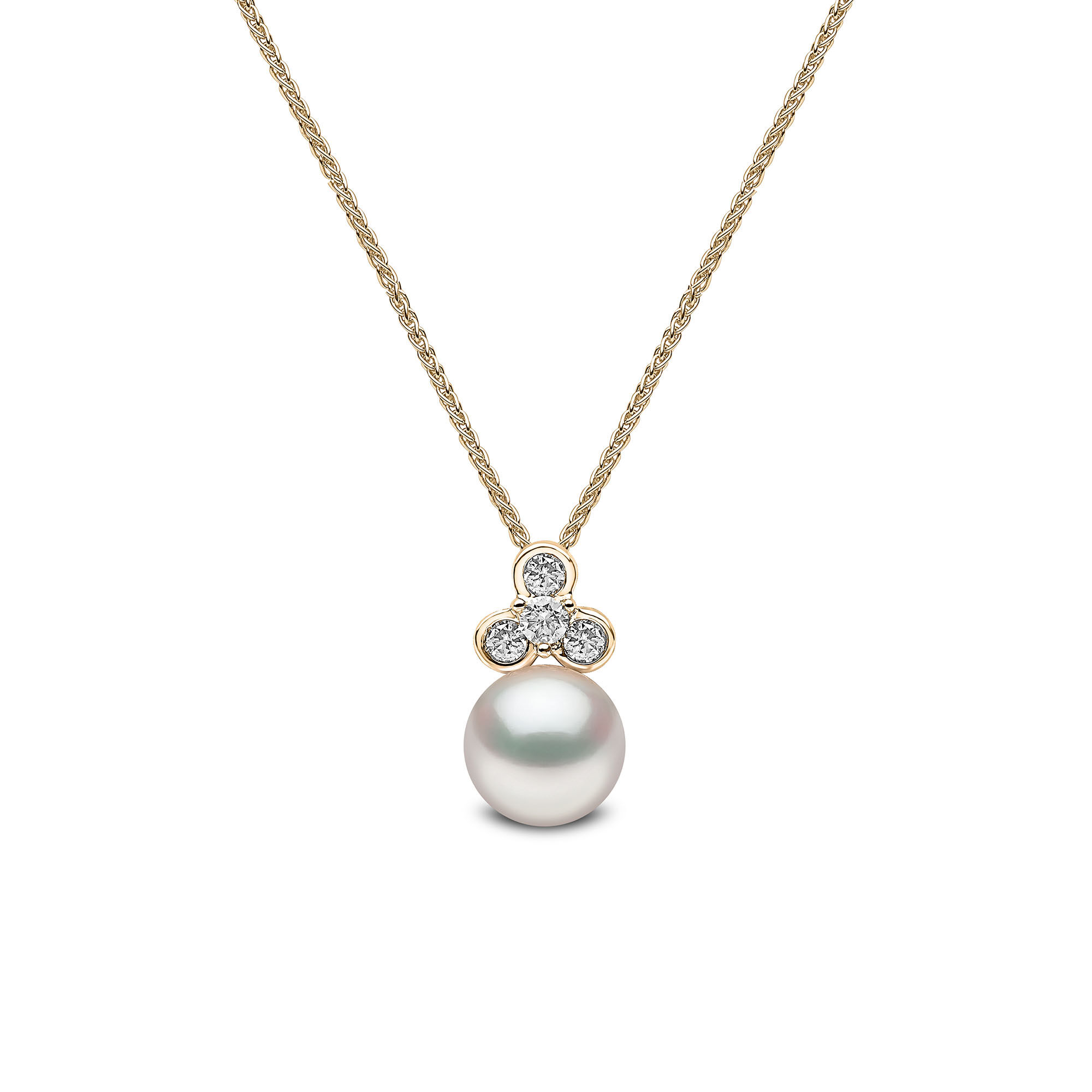 Trend Yellow Gold Pearl and Diamond Necklace | Yoko London 
